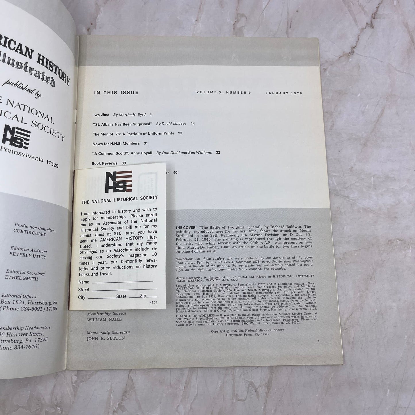 1976 Jan - American History Illustrated Magazine - Battle of Iwo Jima M21