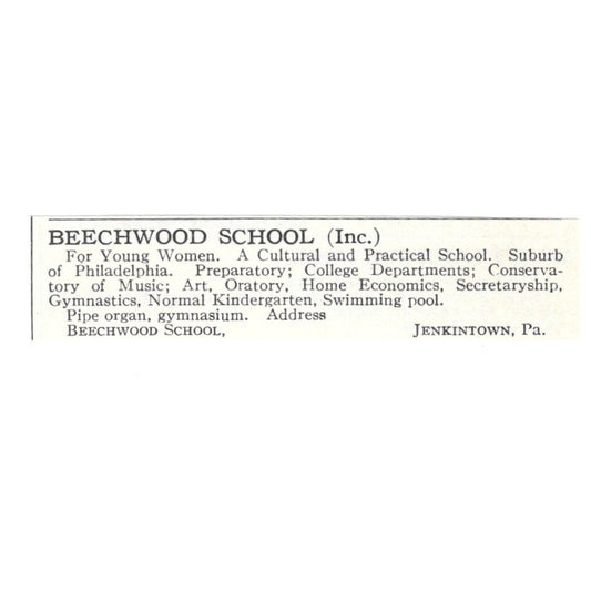 Beechwood School for Women Jenkintown PA 1924 Magazine Ad AD8-O8