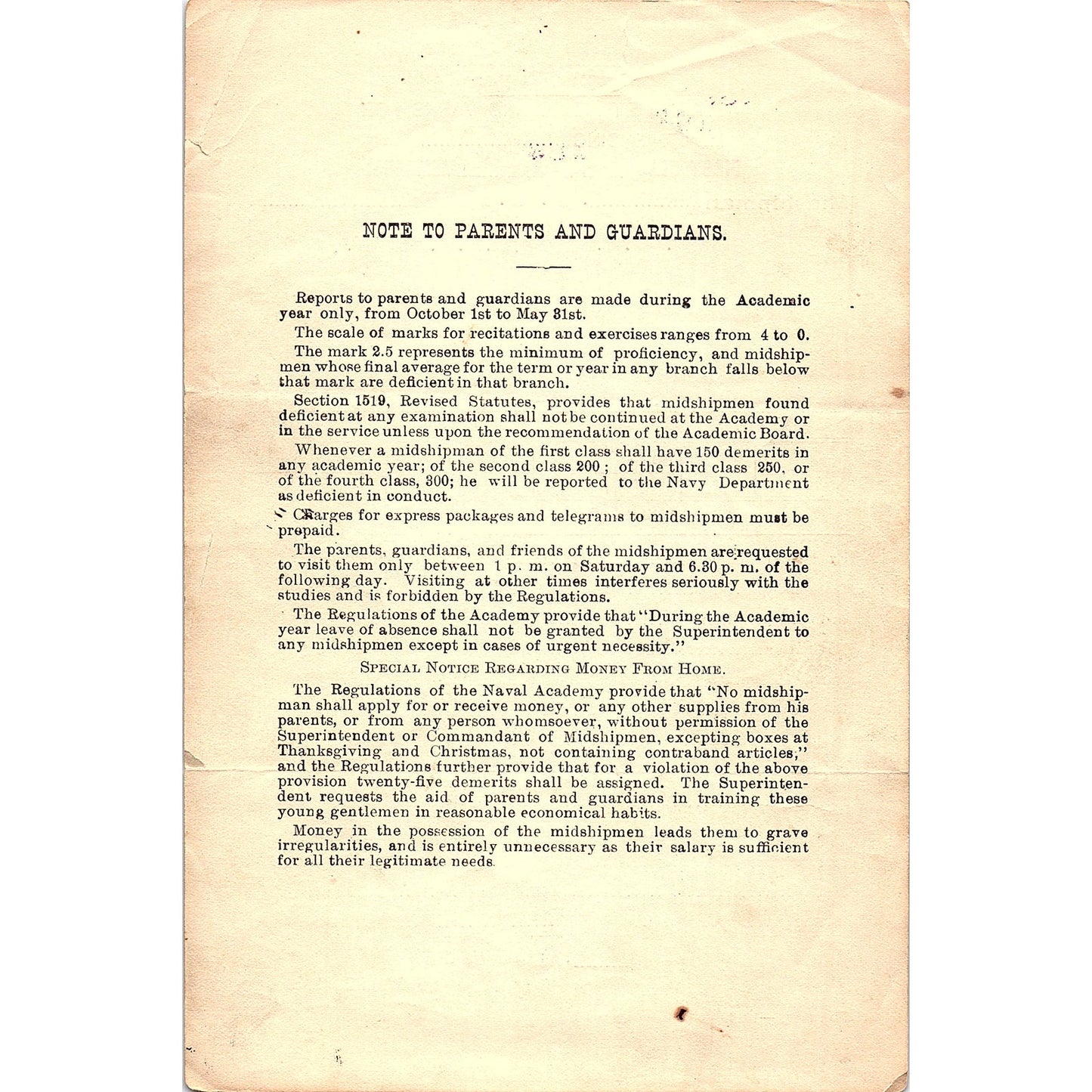 1917 United States Naval Academy Report Card J.G.M. Stone E.W. Eberle AF9-1