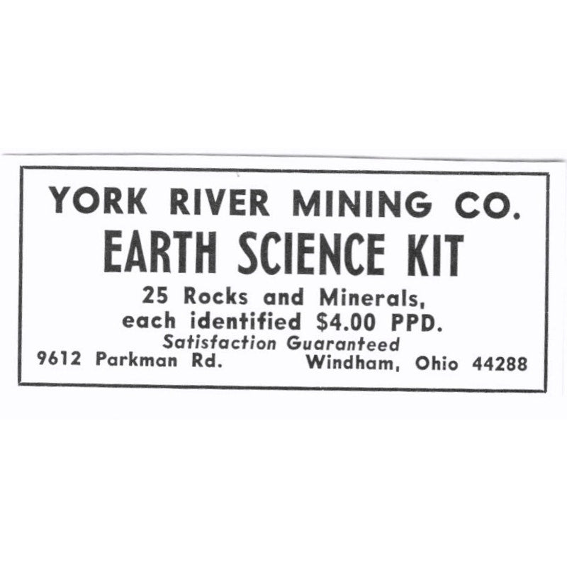 York River Mining Co Earth Science Kit Windham Ohio 1972 Ad AF8-S3