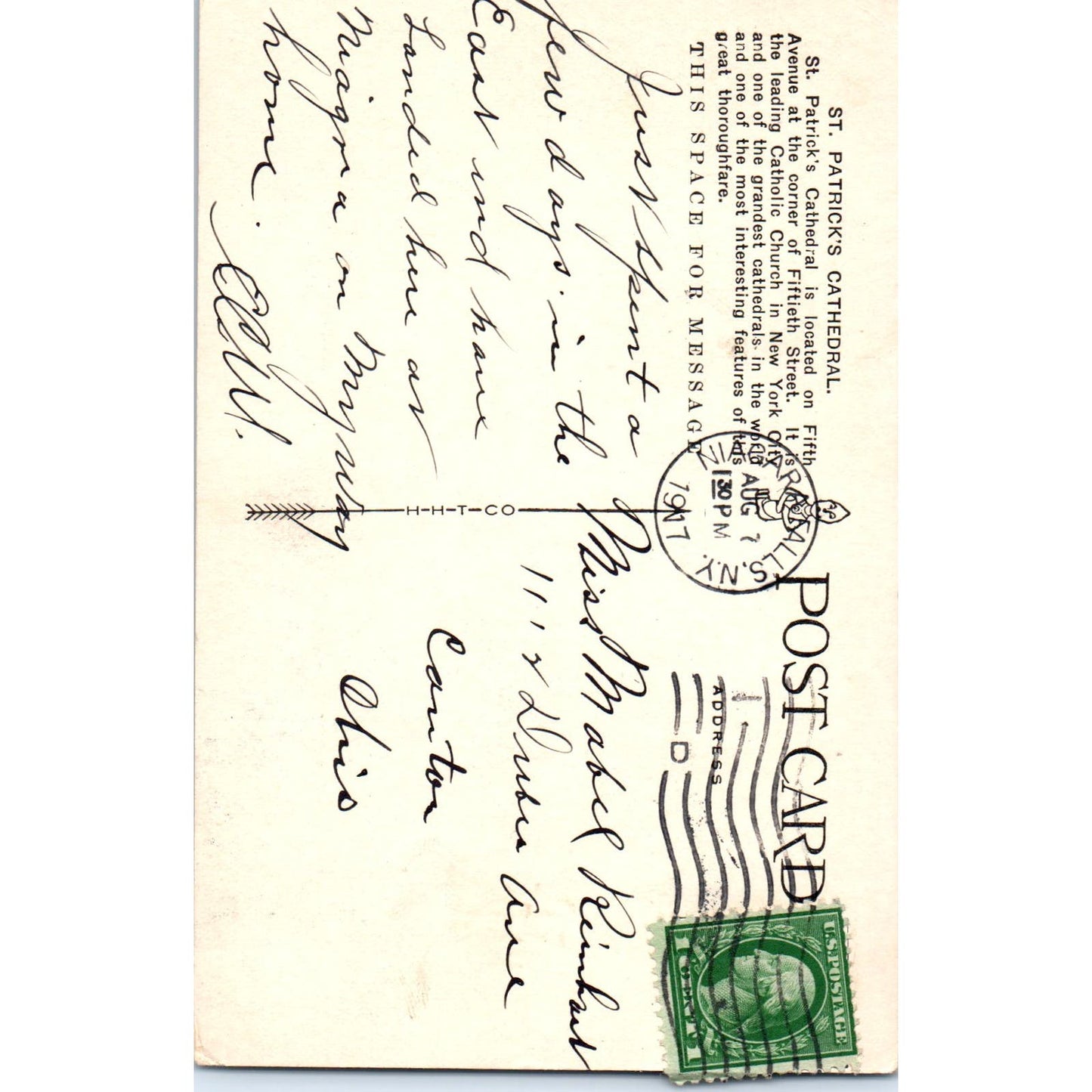 1917 St. Patrick's Cathedral 5th Ave & 50th St. New York Postcard PD3