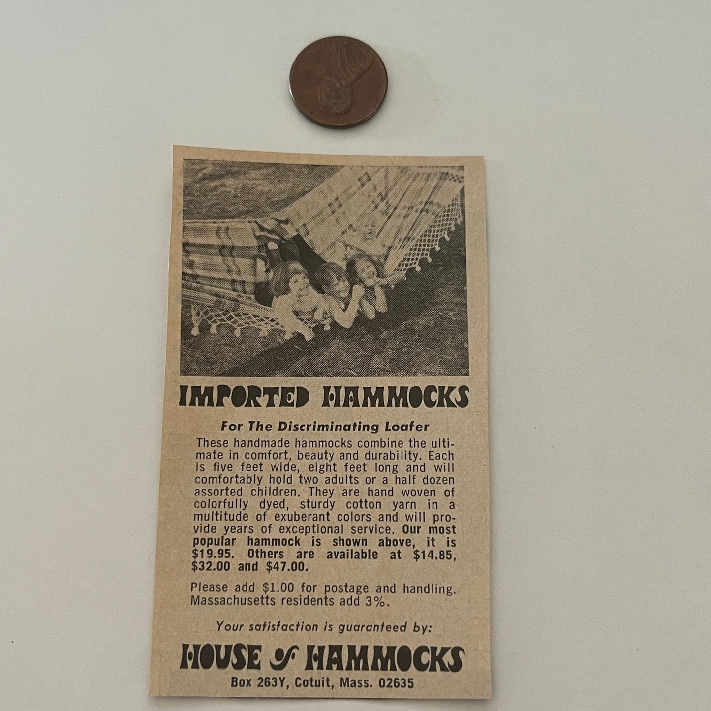 House of Hammocks Imported Hammocks Cotuit MA 1971 Magazine Ad SAG4-M2