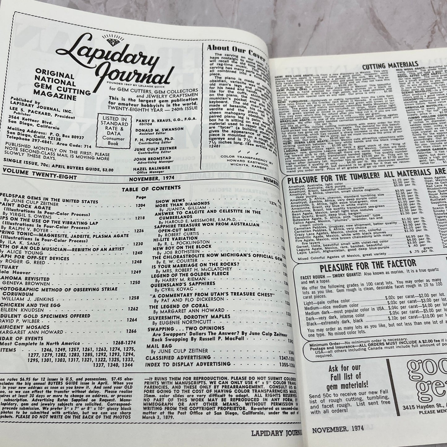 The Old Musician - Lapidary Journal Magazine - Nov 1974 M22