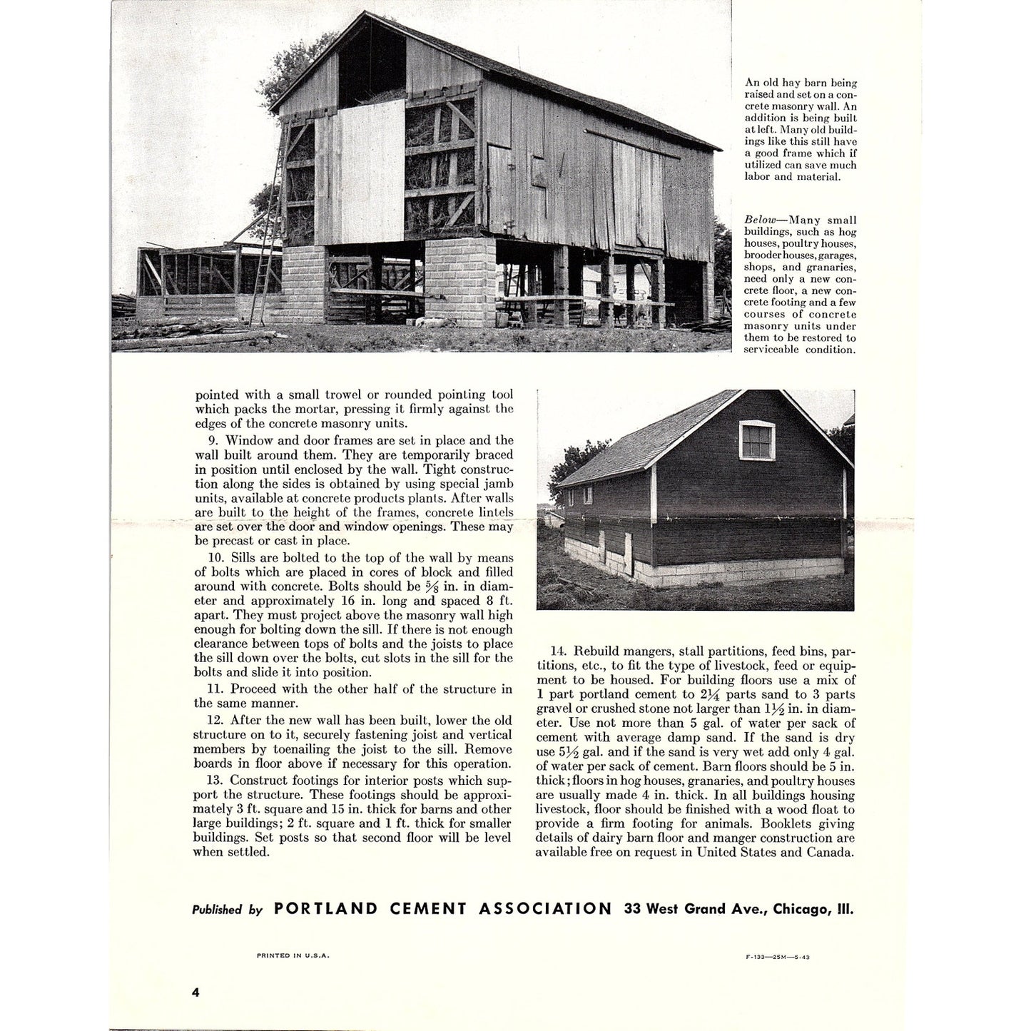 Restoring Old Farm Buildings With Concrete 1940s Leaflet Portland Cement AG5-1