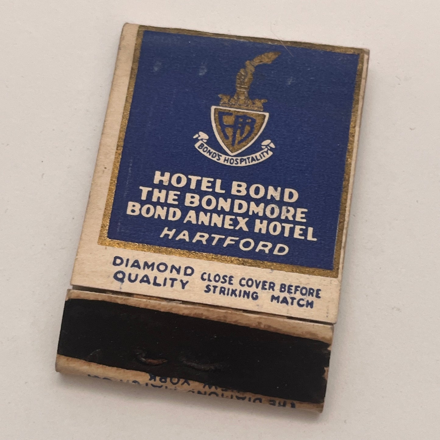 Hotel Bond Harry S. Bond Hartford CT Vintage Matchbook Cover TB8-MB2-7