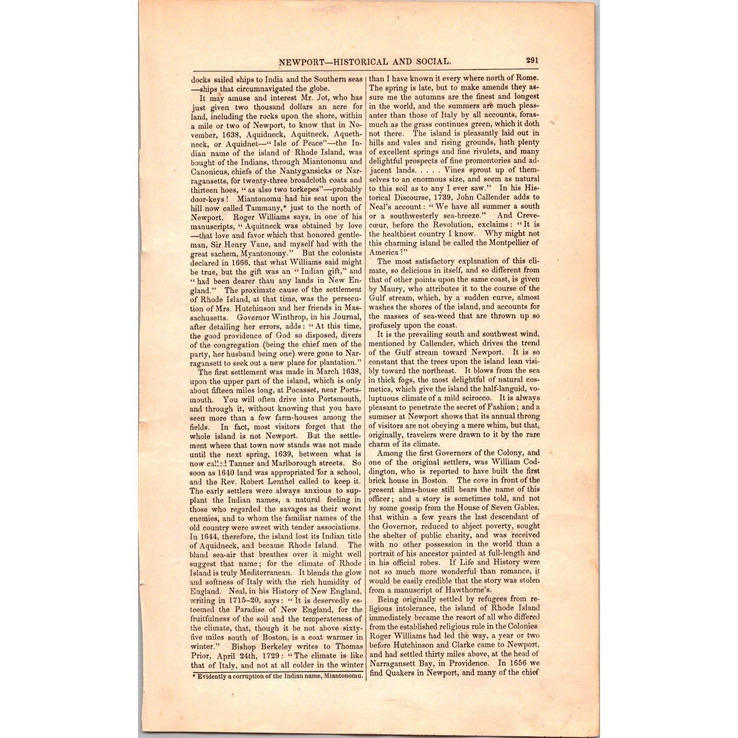 Newport Rhode Island Historical & Social Traveler- 15 Pages 1854 Article I19