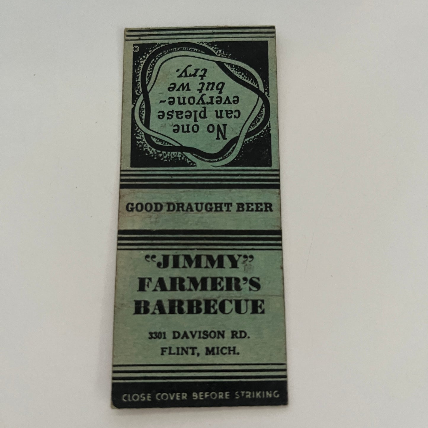 Jimmy's Farmer Barbecue Flint 1939 Detroit Tigers Schedule Matchbook TE2-MKO-2