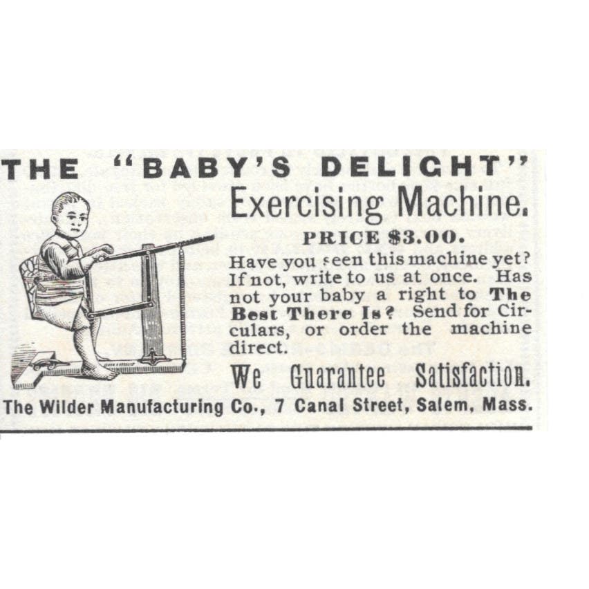 The Baby's Delight Exercising Machine Wilder Mfg Co Salem MA c1890 Ad AE8-CH11