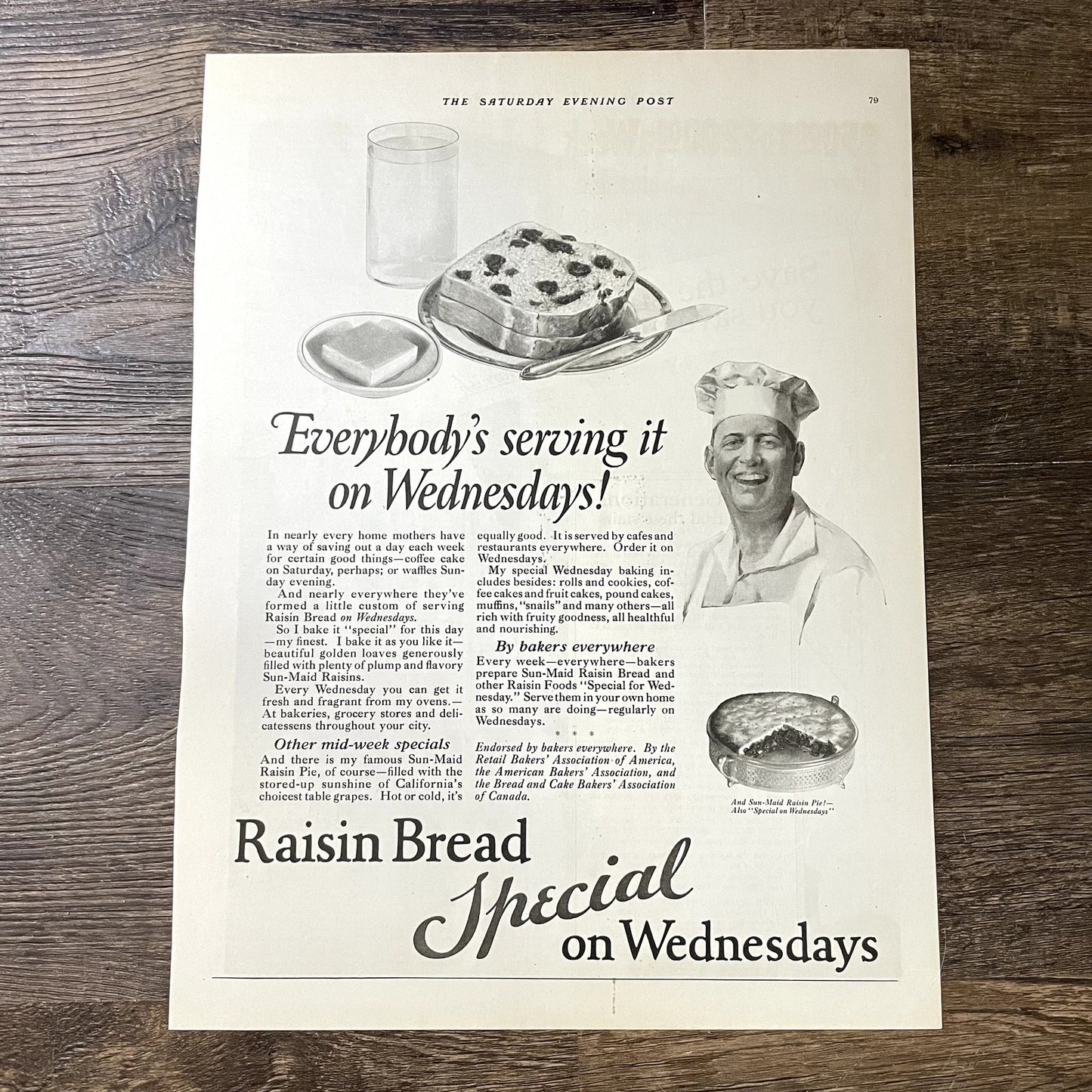 Sun-Maid Raisins - Raisin Bread Special Vintage Magazine Ad 10x14 V11