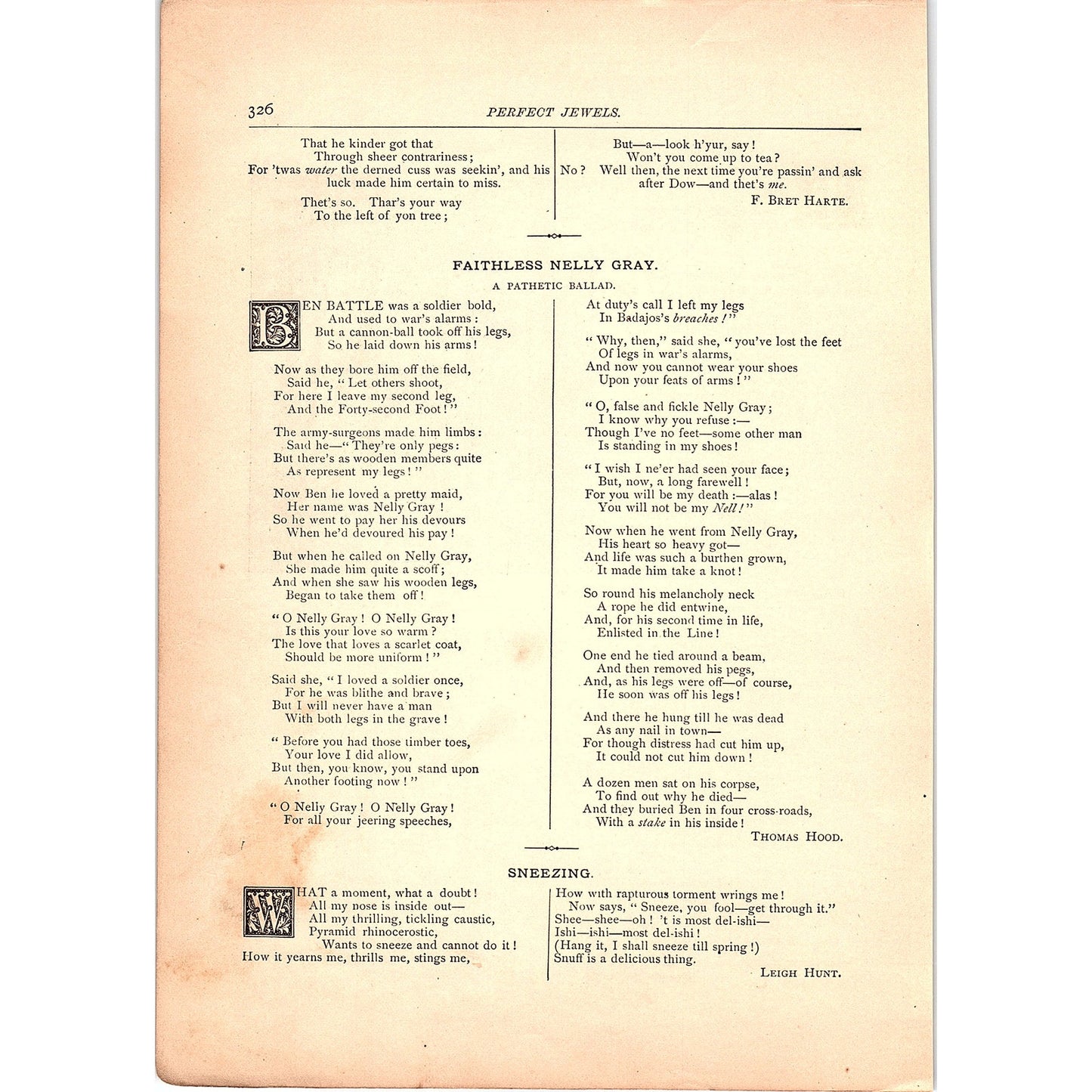 Dow's Flat, 1856 - F. Bret Harte, Sneezing - Leigh Hunt 1884 Poem TA5-CJ-5