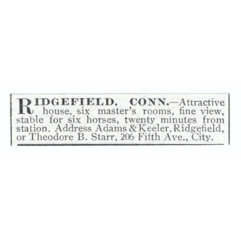 Ridgefield CT House Theodore B. Starr 1903 Magazine Ad AF7-SS1