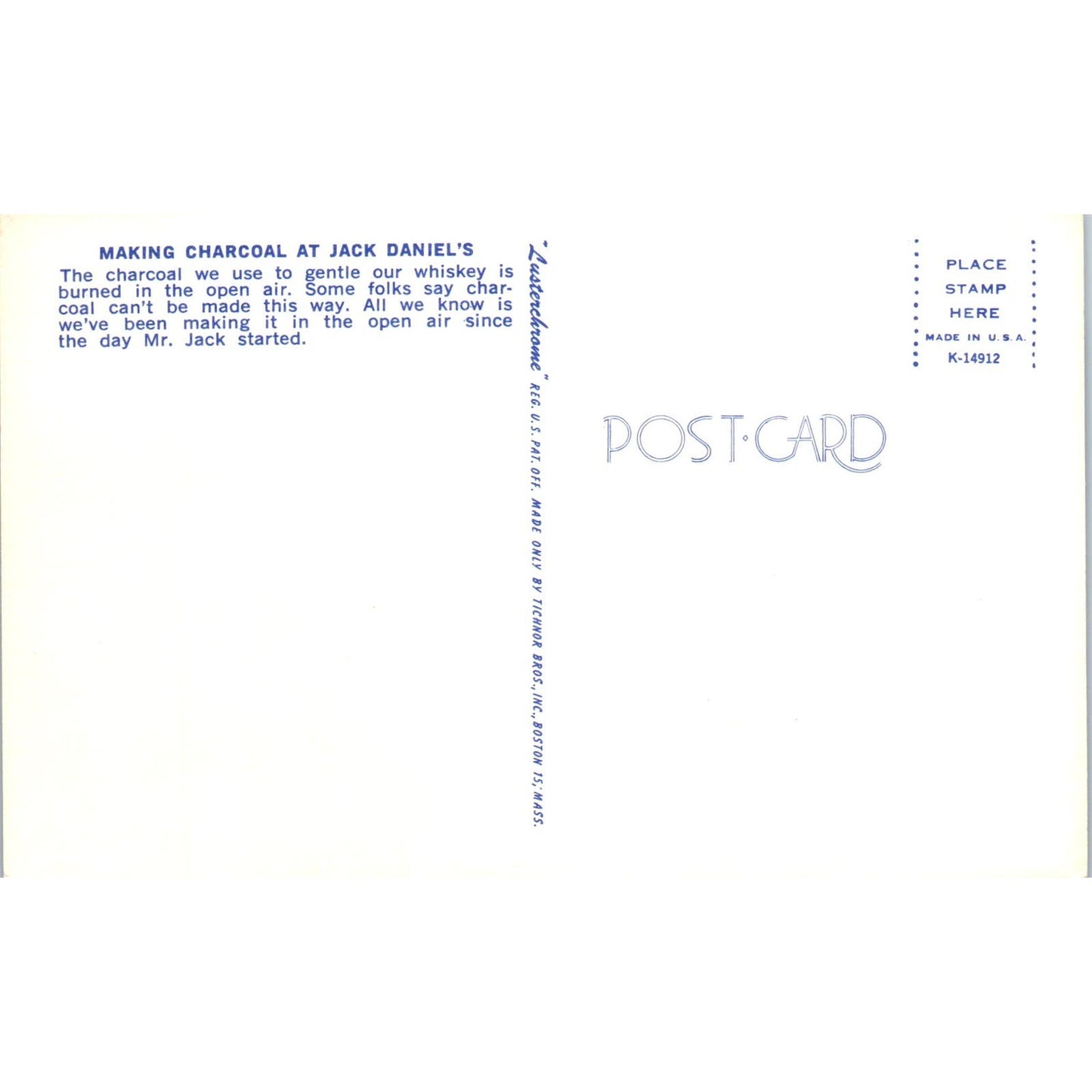 Making Charcoal at Jack Daniel's Lynchburg Tennessee Vintage Postcard PD5