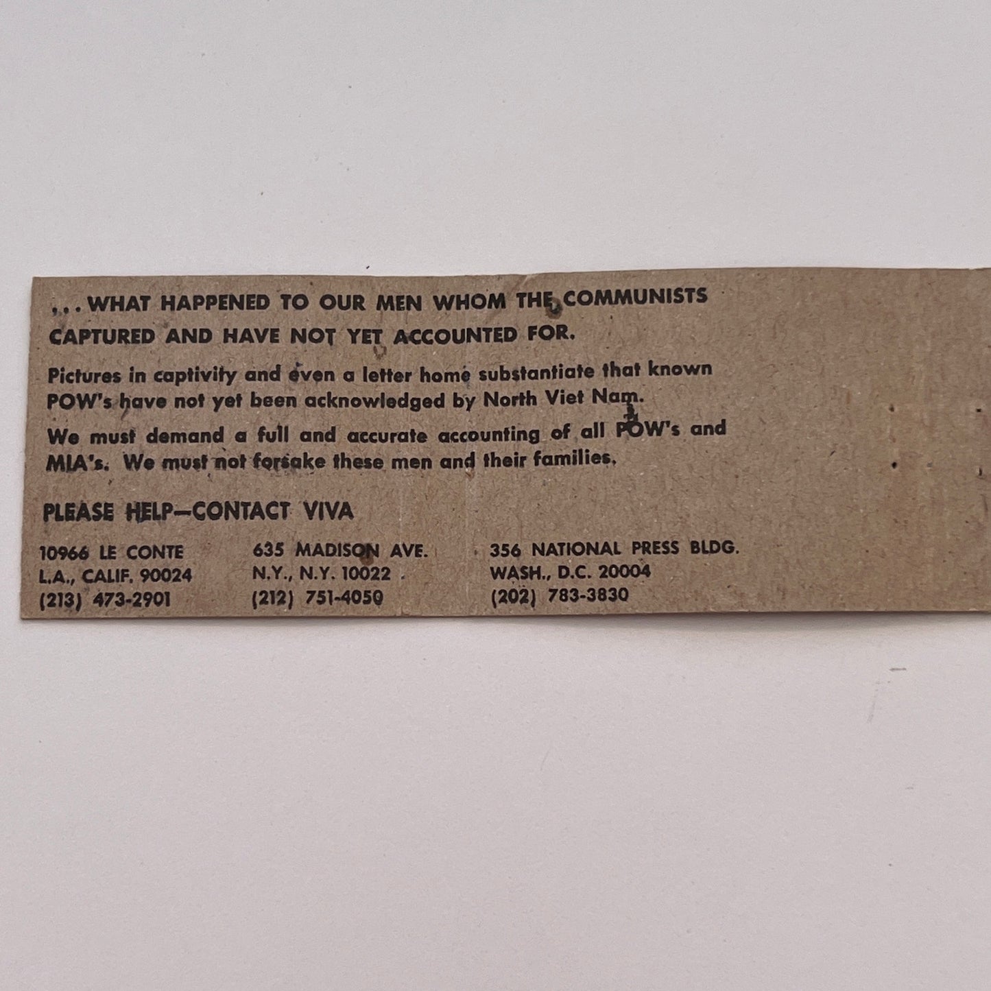 What Happened To Our Men The Communists Captured Vintage Matchbook TB6-MB2-3