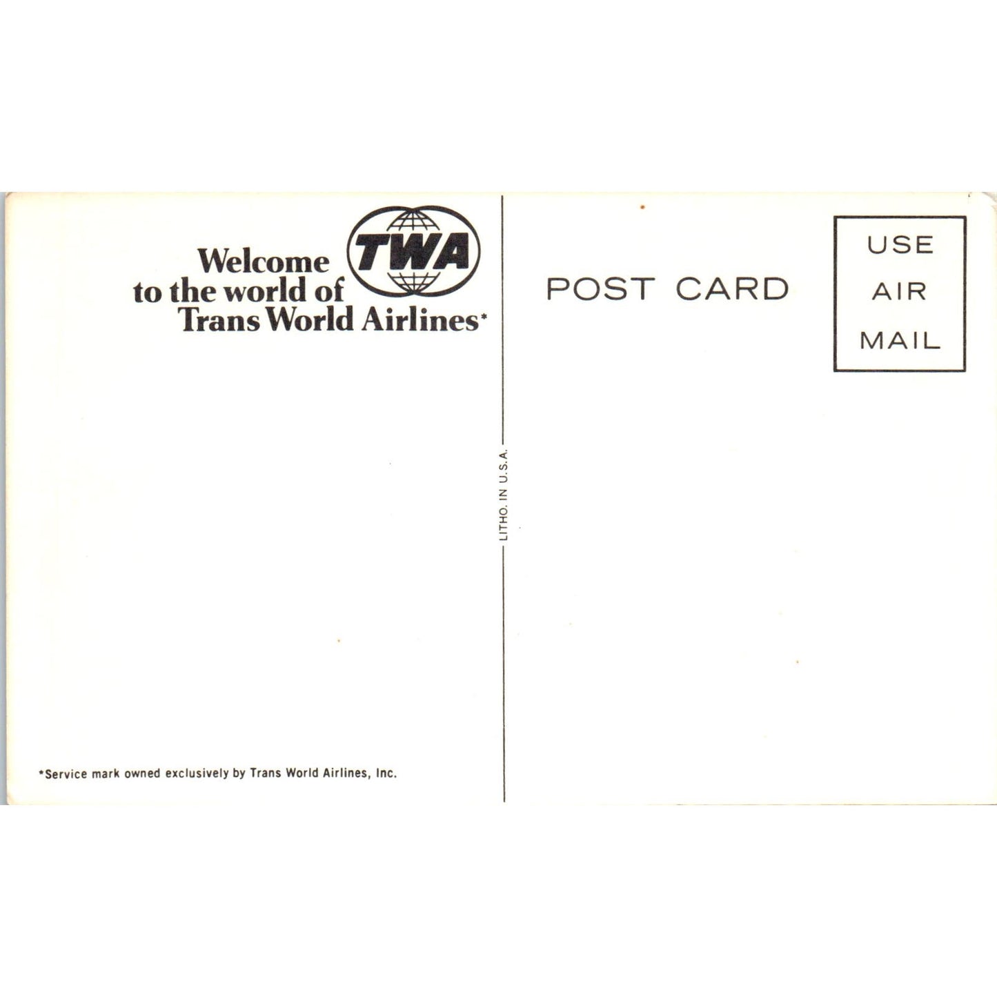 TWA Trans World Airlines Promo Vintage Postcard TG8-PC
