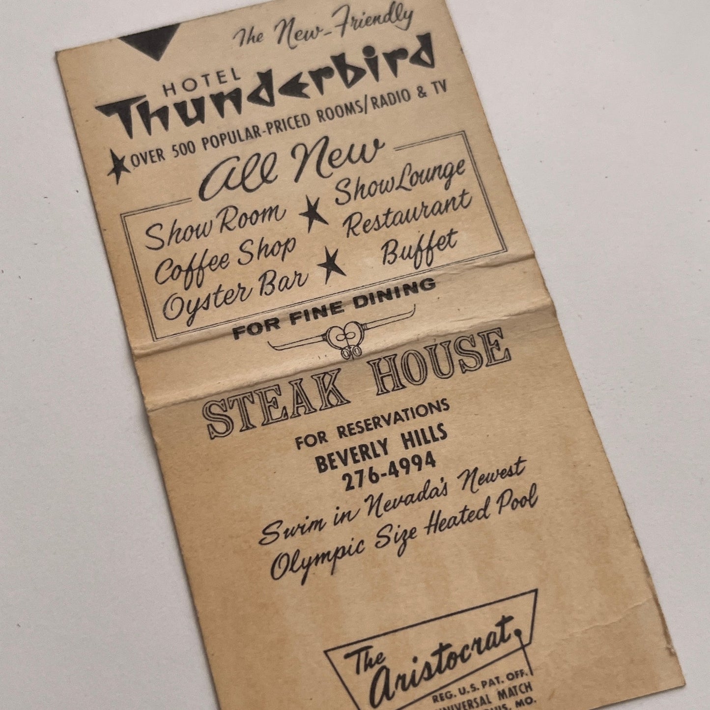 Hotel Thunderbird Las Vegas NV Vintage Matchbook Cover TB8-MB-4