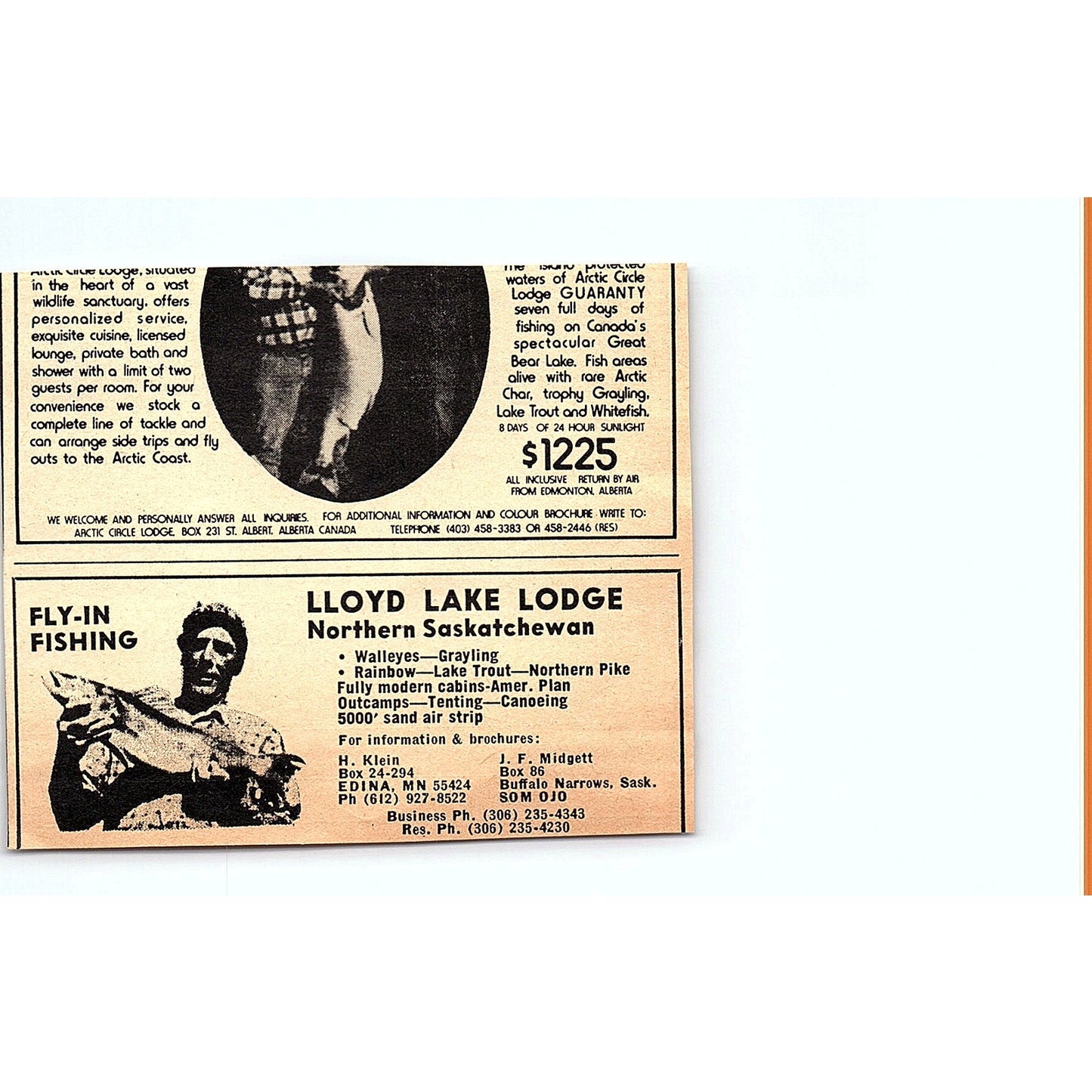 James Bay Frontier Hunting & Fishing Camps Ontario Canada 1977 Ad AF6-5