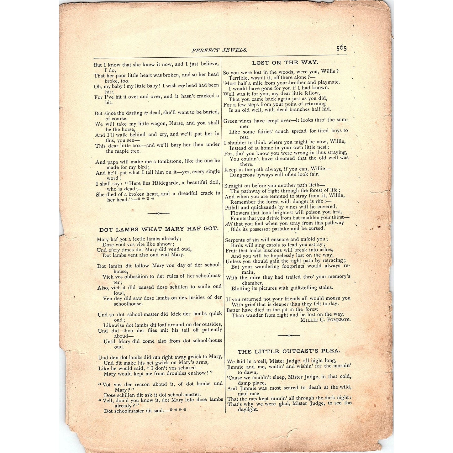 The Children's Hour - Children's Poems 15 Pages 1884 Perfect Jewels TA5-CJ-6
