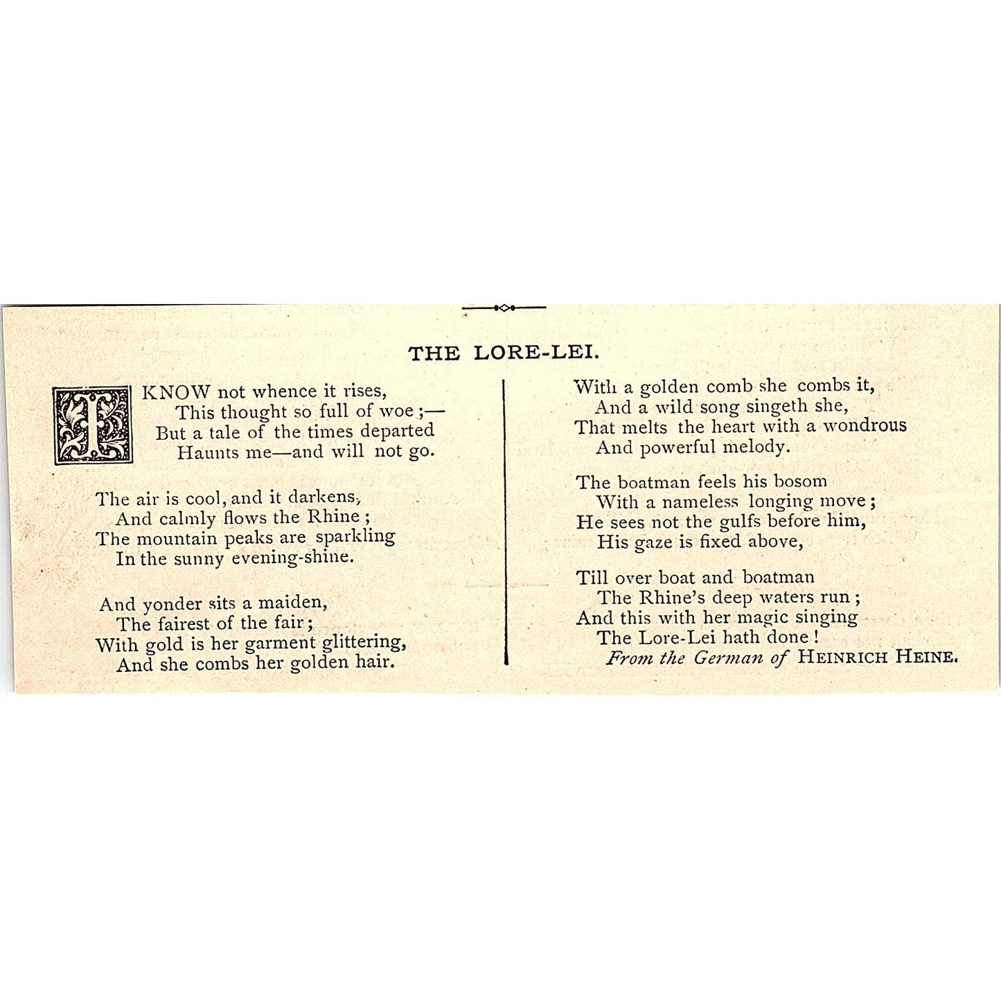 The Lore-Lei - Heinrich Heine 1884 Poem AG3-M4
