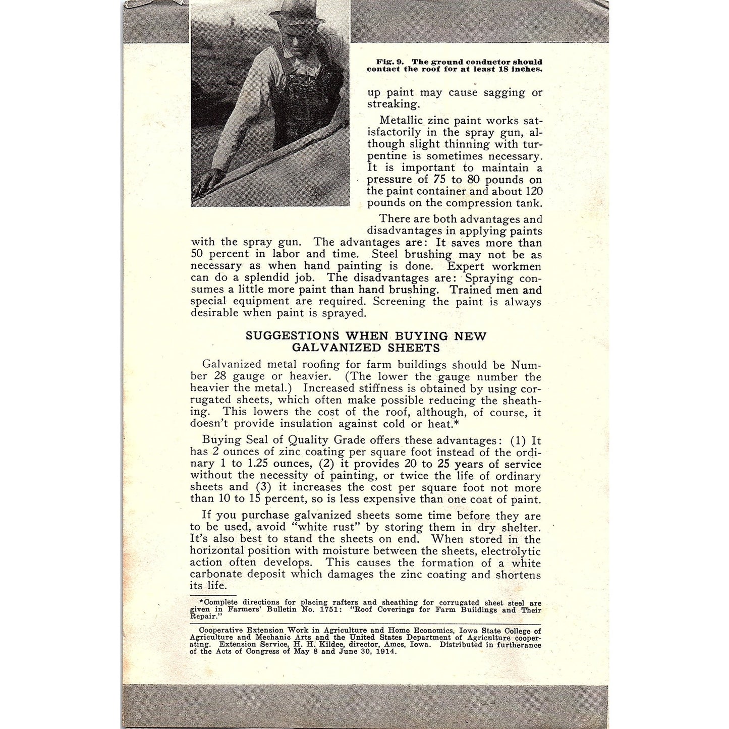 Care of Galvanized Roofing 1946 Ames Iowa Farm Bulletin TK2-XB6