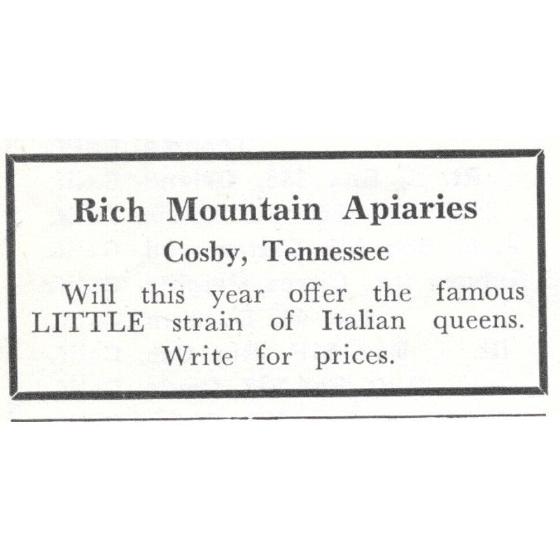 Rich Mountain Apiaries Cosby Tennessee 1961 Magazine Ad AK6-S13