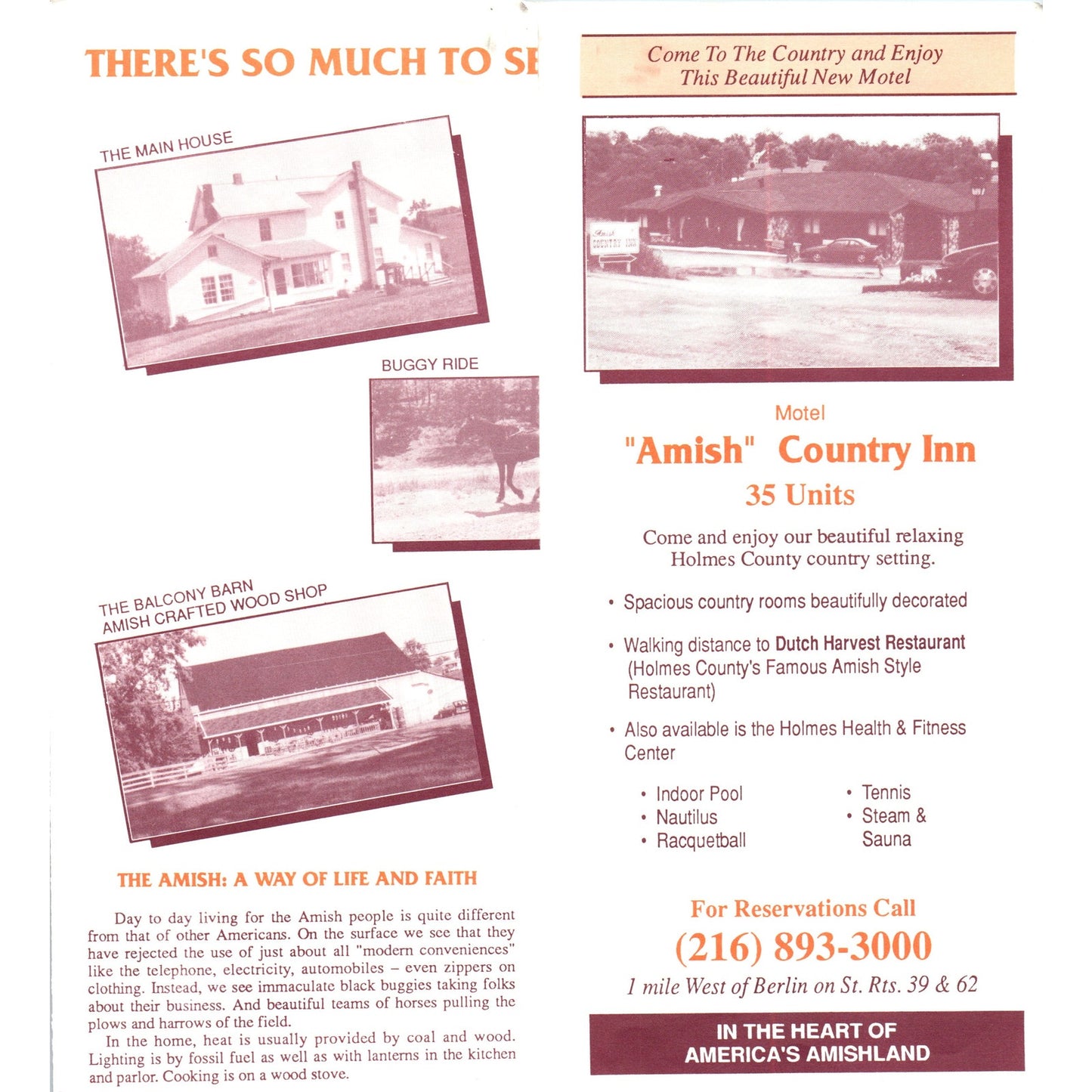 Vintage Berlin Ohio Amish Country Fold Out Travel Brochure TH2-O2