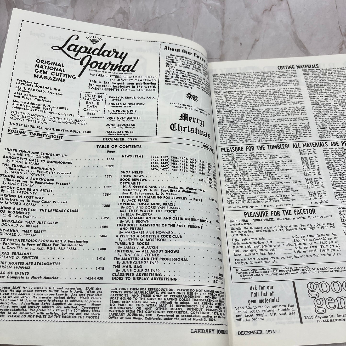 Brazilianite Brazil - Lapidary Journal Magazine - Dec 1974 M22