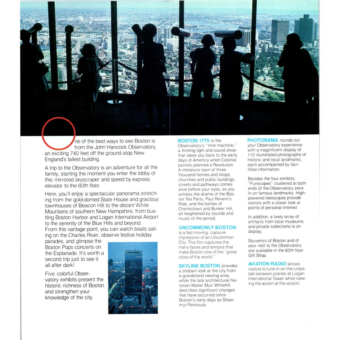 1980s John Hancock Observatory Hancock Tower Boston MA Brochure TF4-BC