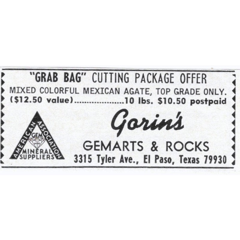 Garin's Gemarts & Rocks El Paso Texas 1964 Magazine Ad AK6-S8