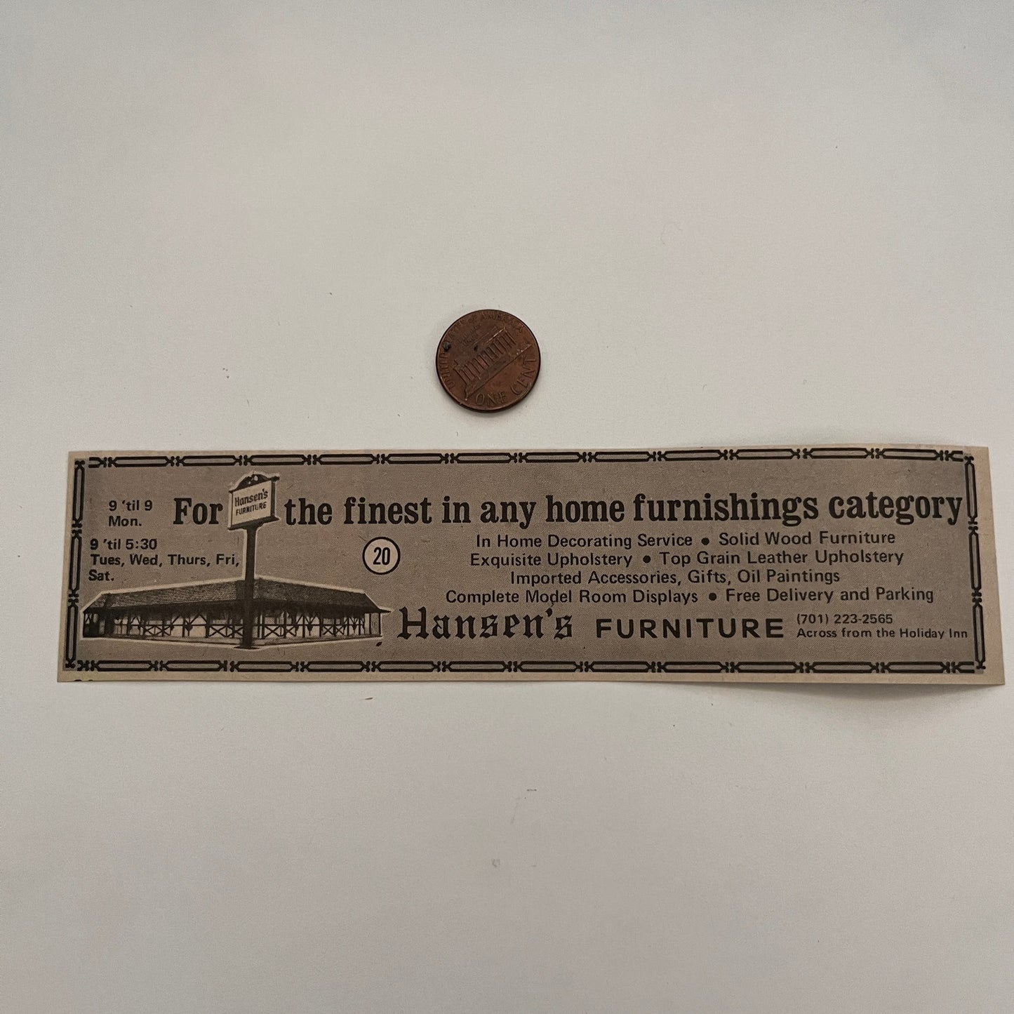 Hansen's Furniture ND 1977 North Dakota Tourism Ad AG6-H1