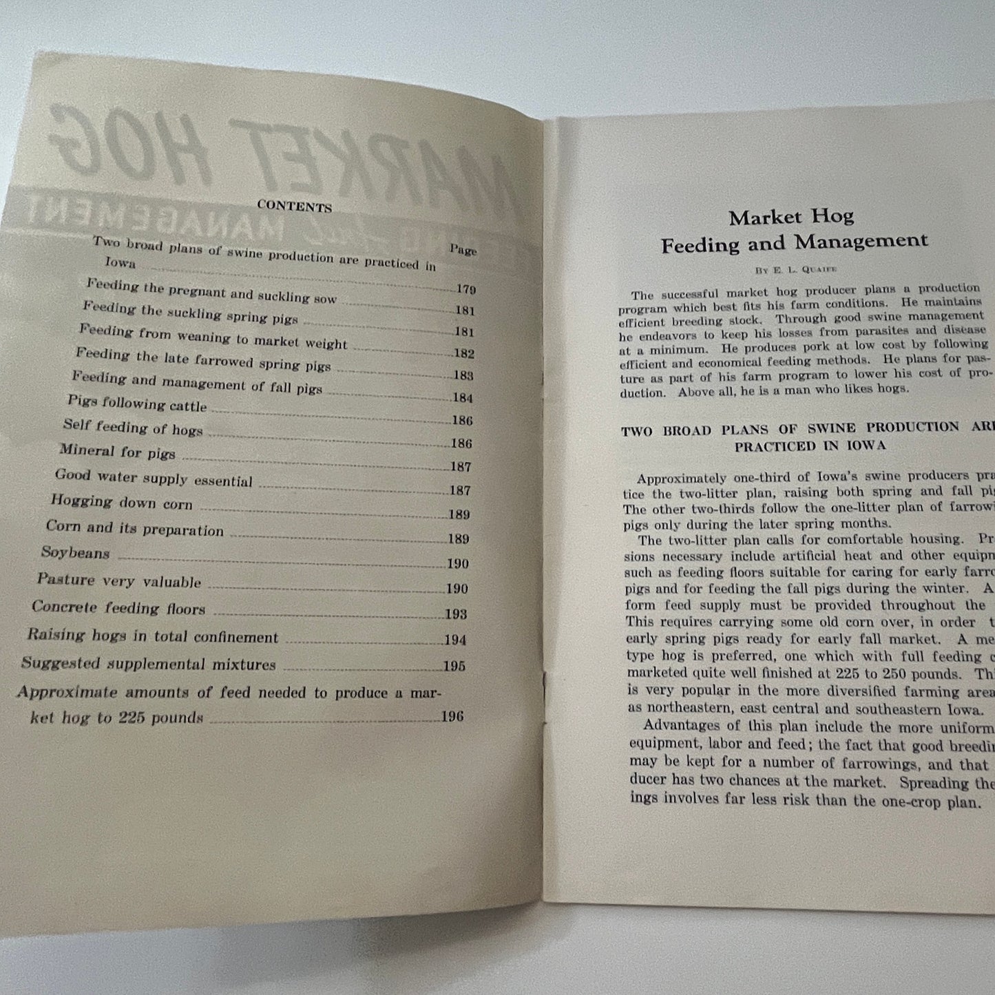 Market Hog Feeding & Management 1948 Ames IA Farmers Bulletin Booklet TK2-XB3