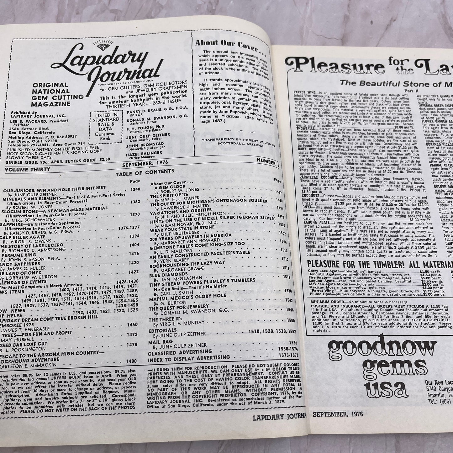 Gem Clock of Silver and Gems - Lapidary Journal Magazine - Sep 1976 M24