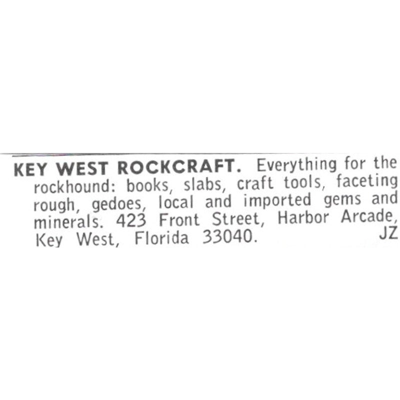 Key West Rockcraft Harbor Arcade Key West Florida 1972 Ad AF8-S25
