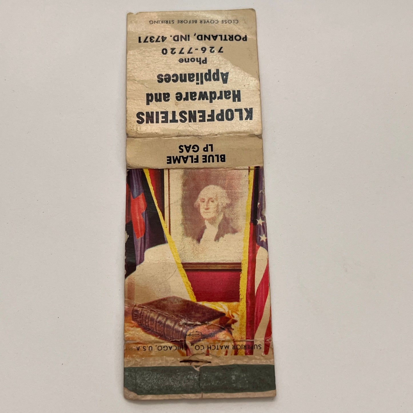 Klopfenstein's Hardware Portland IN Vintage Matchbook TB6-MB2-15