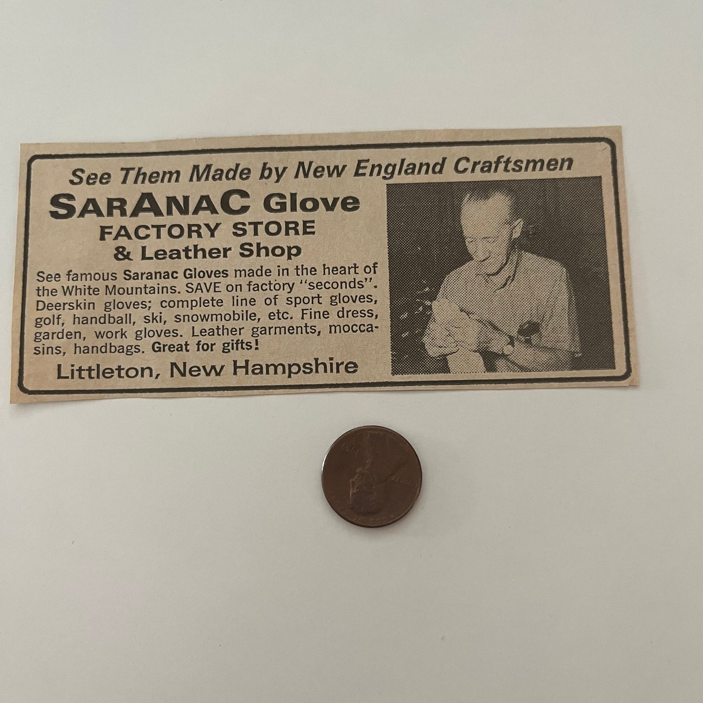 Saranac Glove Factory Store & Leather Shop Littleton NH 1971 Magazine Ad SAG4-M3