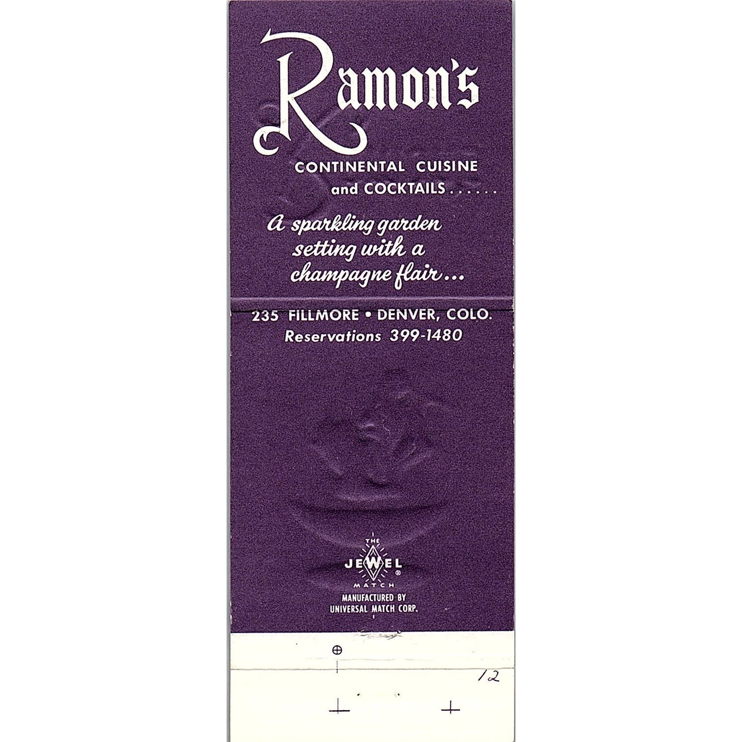 Ramon's Continental Cuisine Denver CO Vintage Matchbook TB6-MB2-7