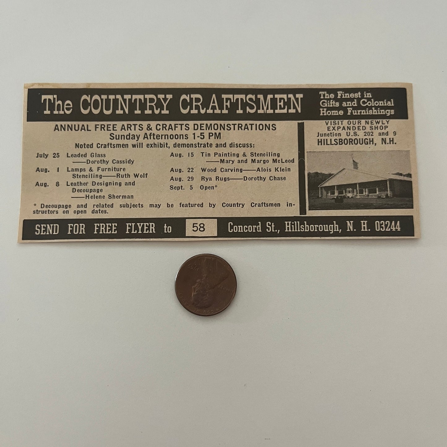 The Country Craftsmen Annual Free Arts Hillsborough NH 1971 Magazine Ad SAG4-M3