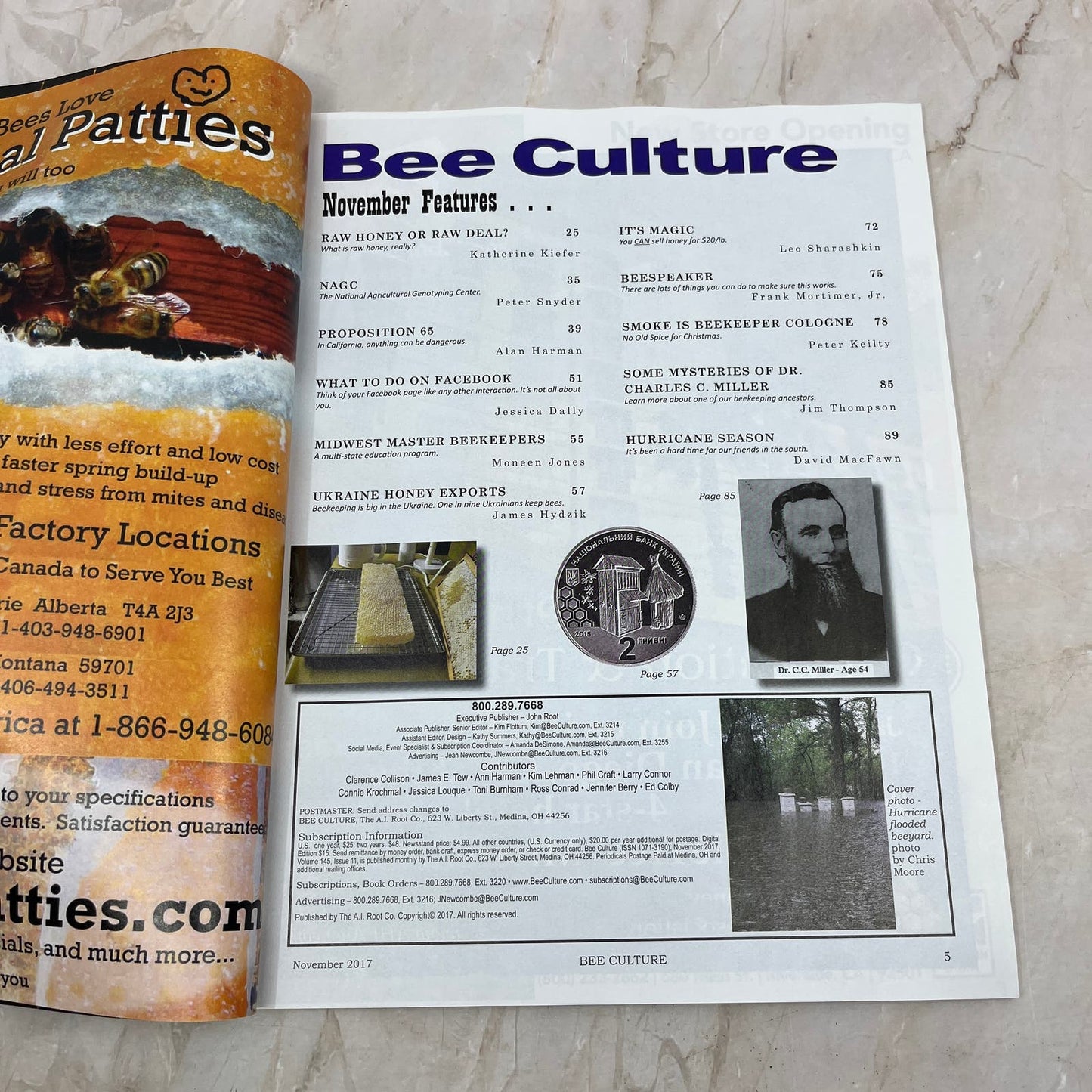2017 Nov Bee Culture Magazine Bees Beekeeping Honey M8