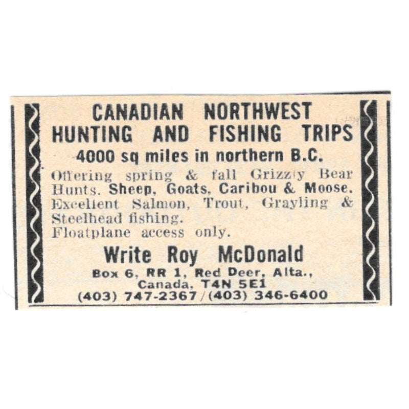 Roy McDonald British Columbia Fishing Trips Canada 1977 Ad AF6-S4