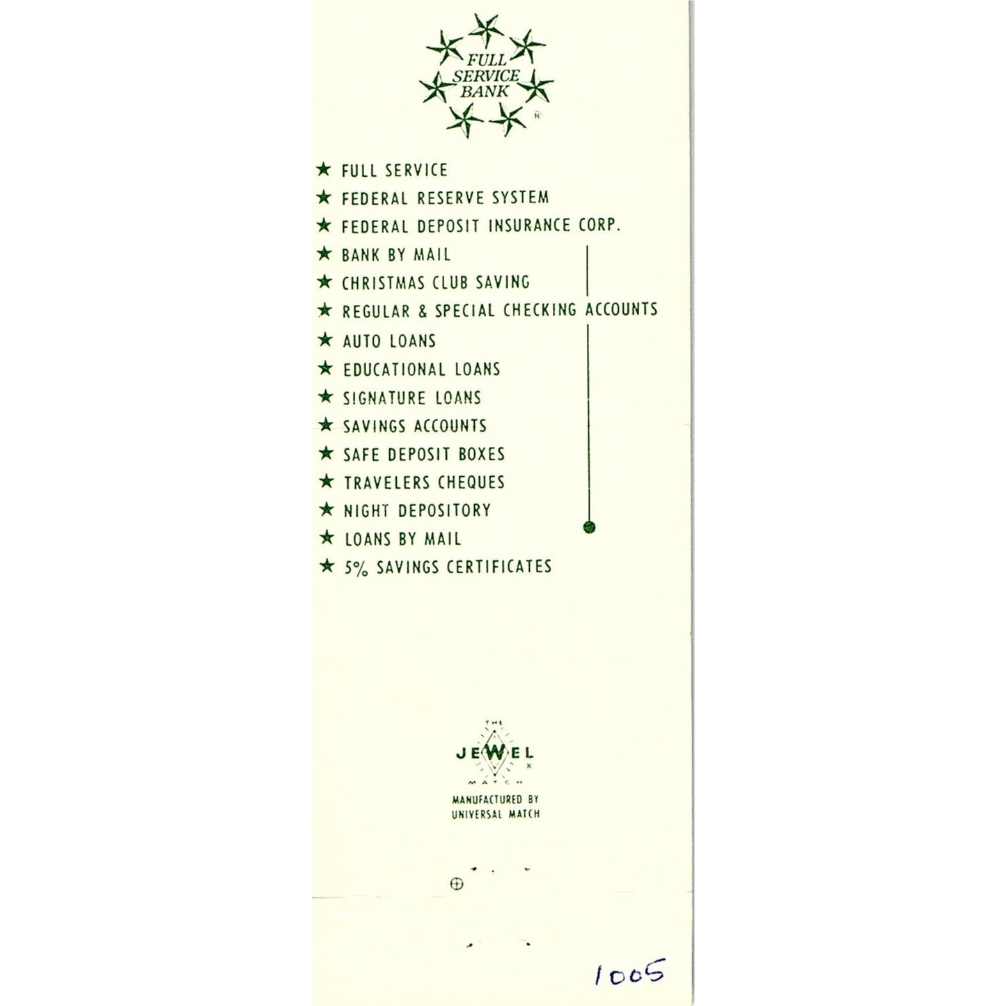 Fort Knox Federal Bank Fort Knox KY Vintage Matchbook TB6-MB2-8