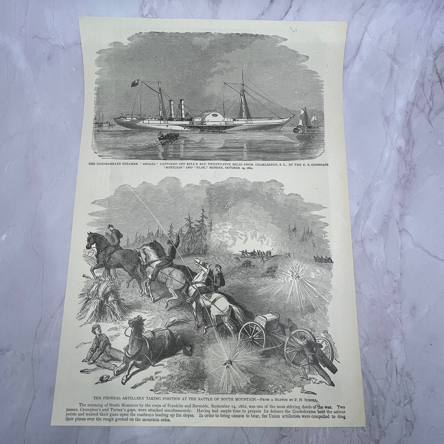 Civilian Refuge in Kretzer Mansion at Battle of Antietam 1890s Engraving V14-6