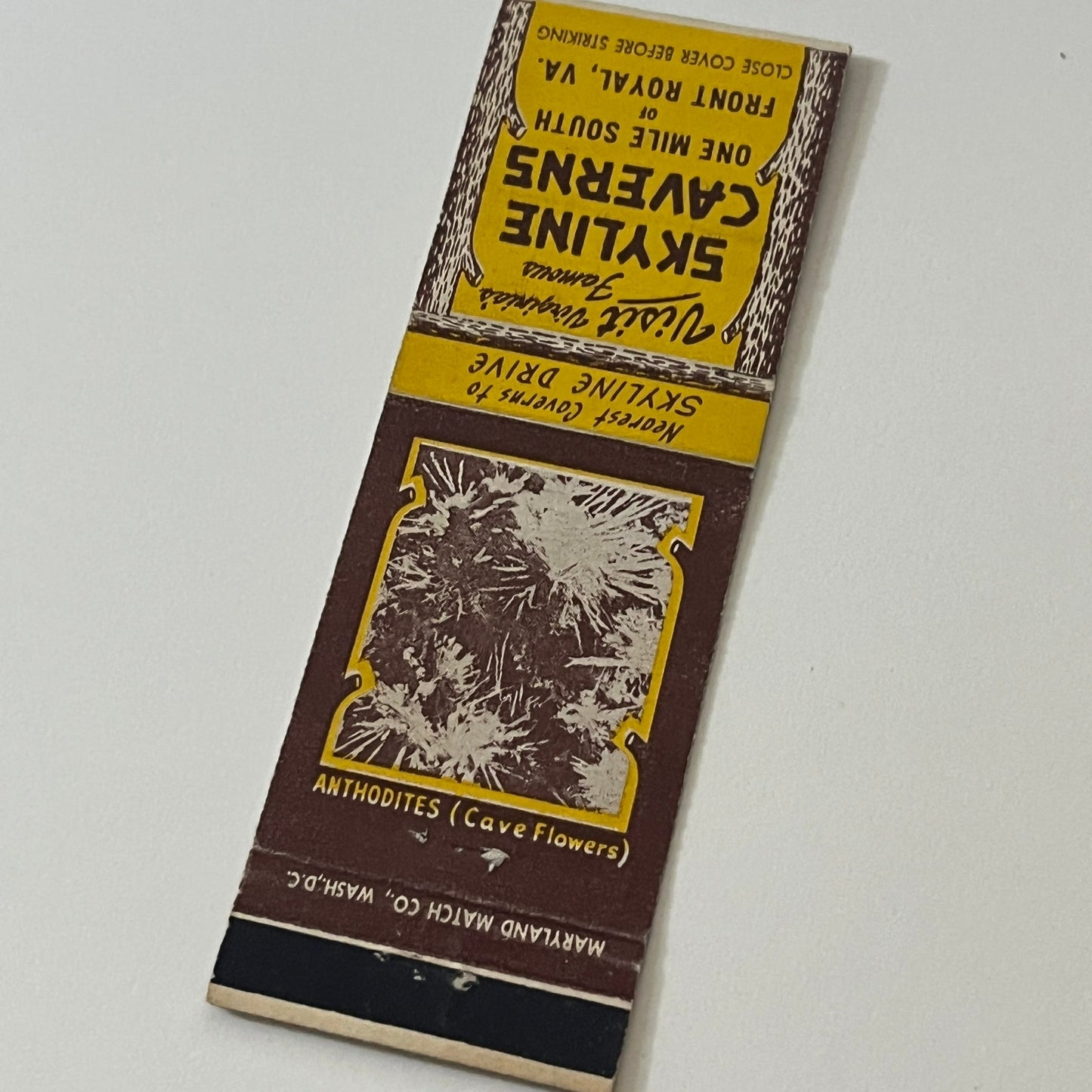 Skyline Caverns Front Royal VA Vintage Matchbook Cover TB6-MB2-5