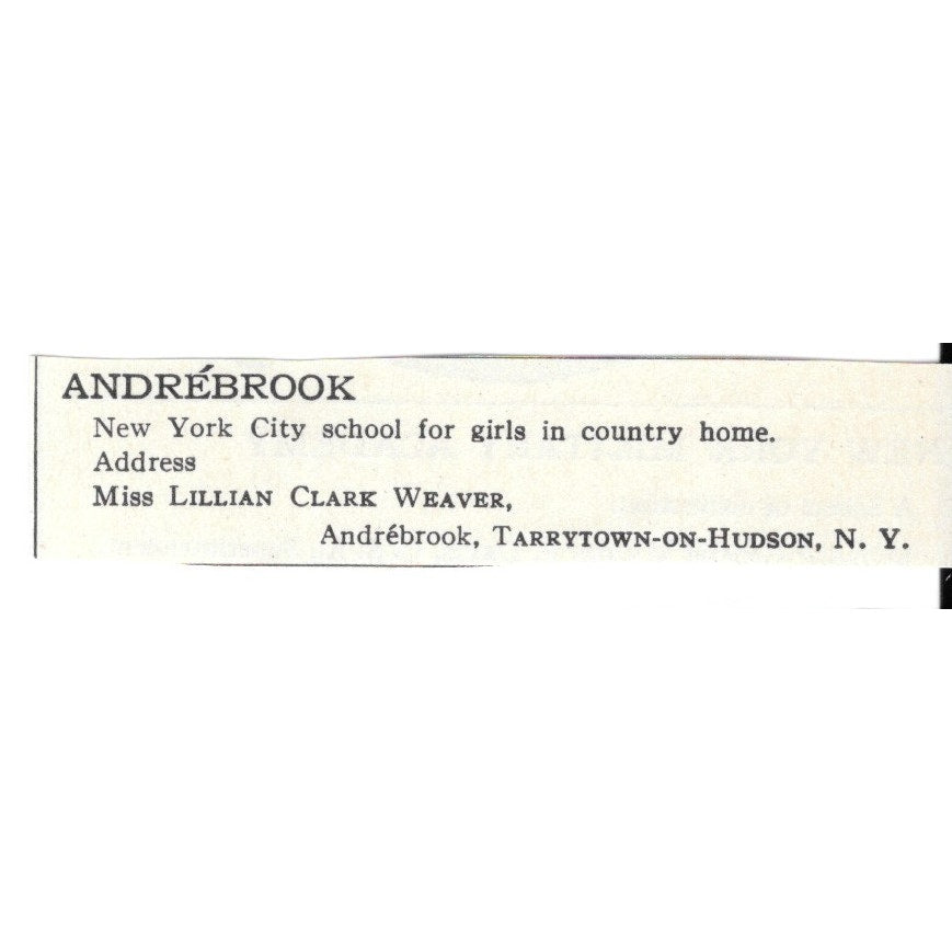 Andrebrook Tarrytown-On-Hudson NY Lillian Clark Weaver c1920 Magazine Ad SAG4-S3