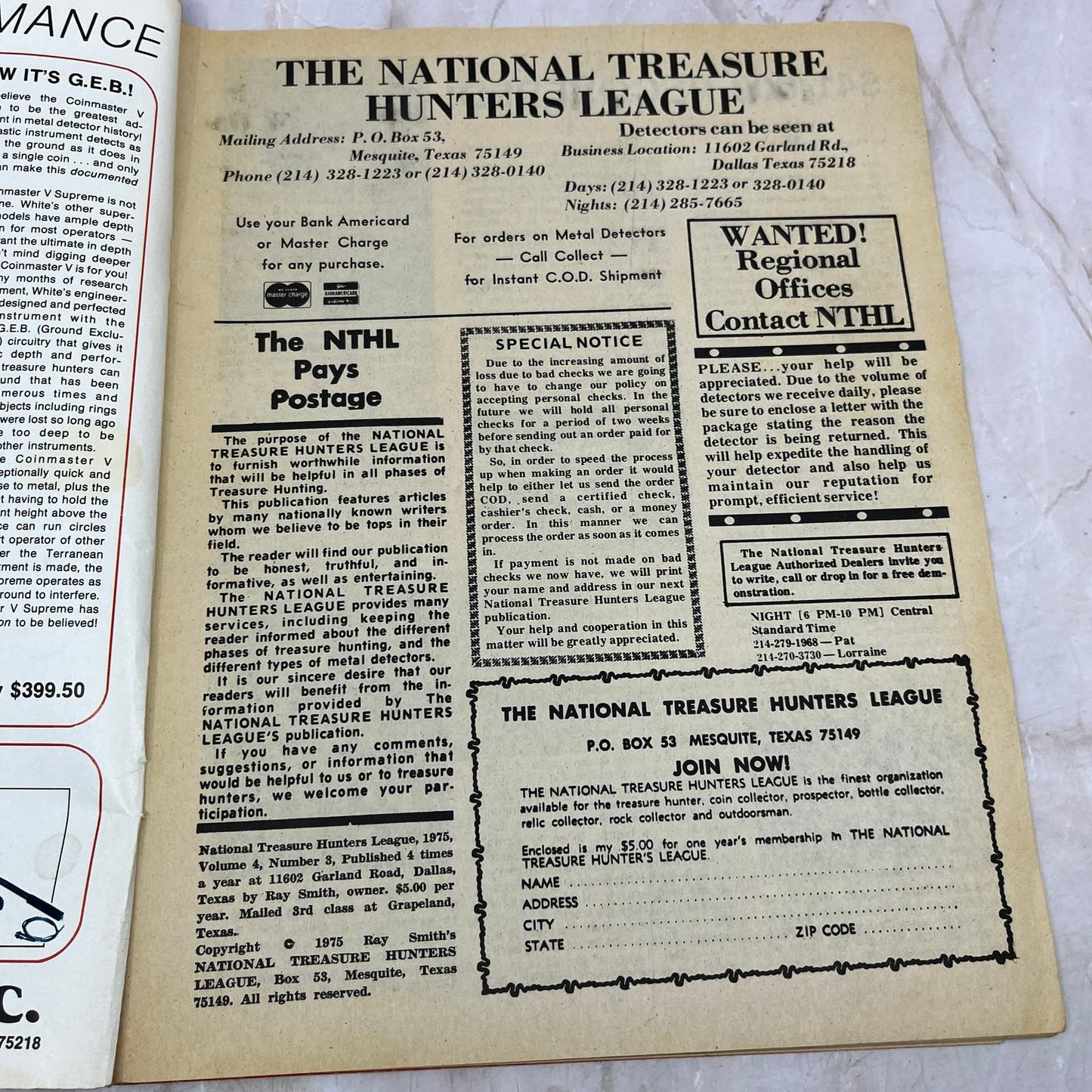1975 Vol 4 No 3 - National Treasure Hunters League Magazine M18