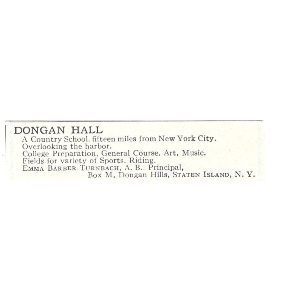 Dongan Hall Emma Barber Turnbach Staten Island NY 1924 Magazine Ad AD8-O8