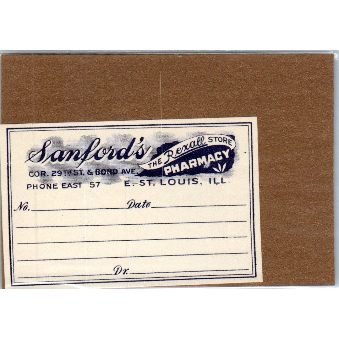 Sanford's Rexall Pharmacy East St. Louis IL Antique Apothecary Label TH2-AL