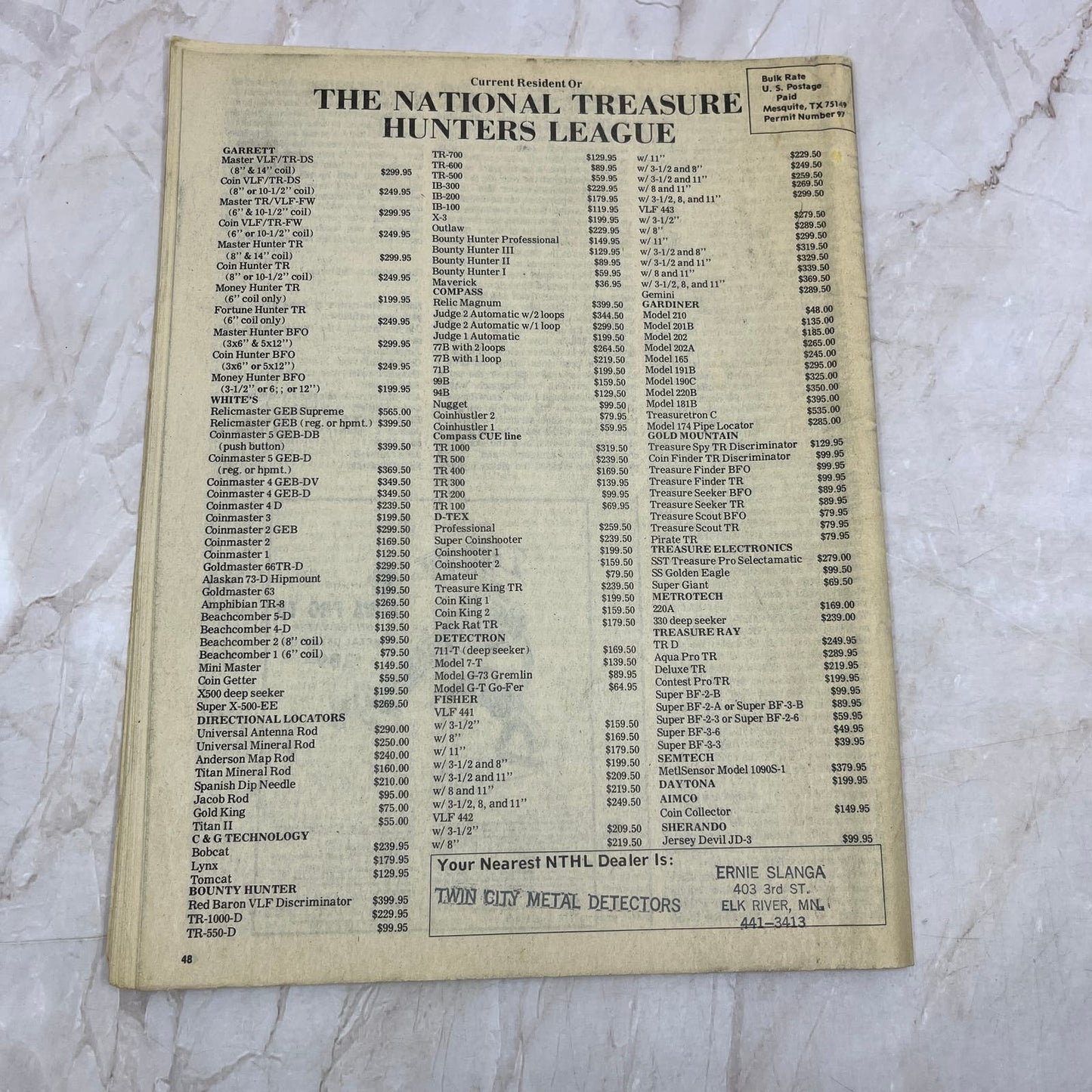 1977 National Treasure Hunters League Magazine - Mesquite TX Ray Smith M19