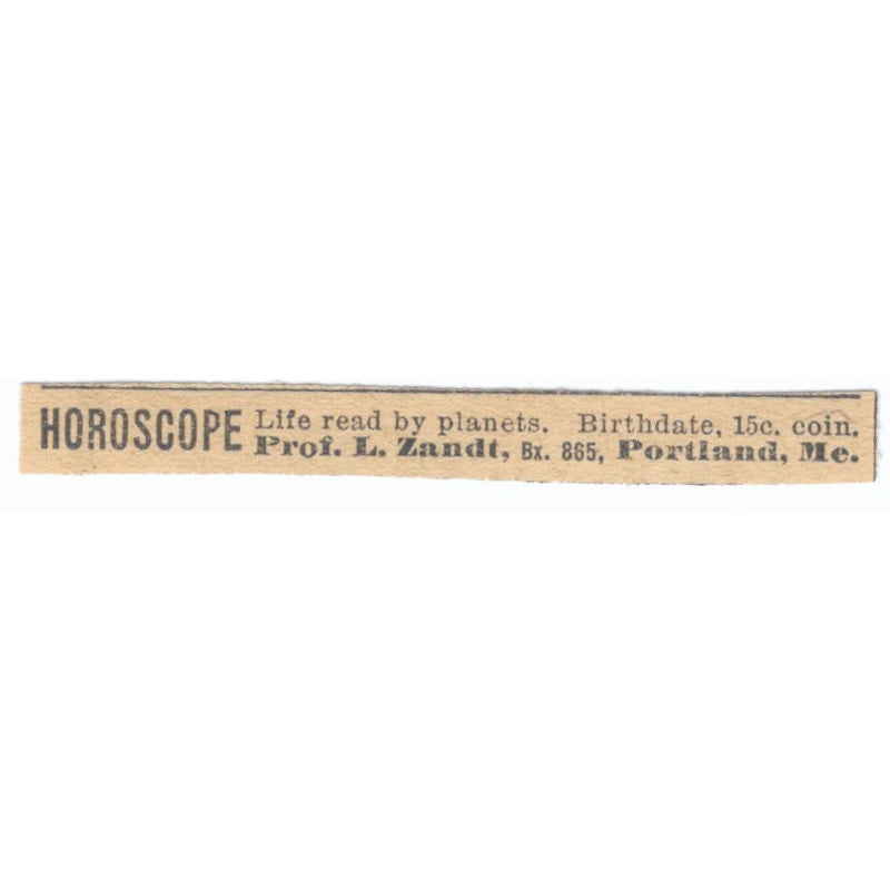 Horoscope Prof. L. Zandt Portland Maine Magazine Ad AF1-SS7