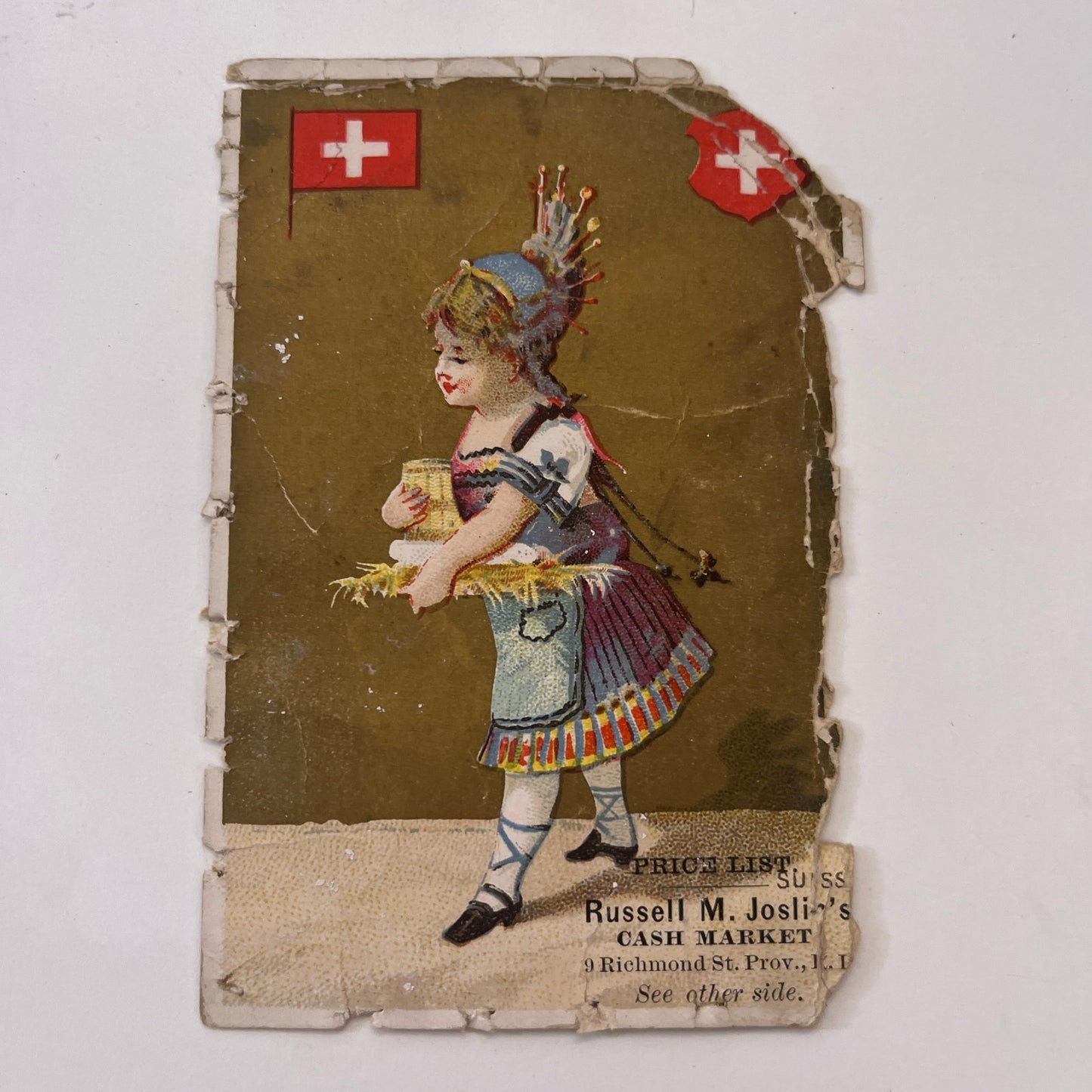 Russell M Joslin's Cash Market Providence RI 1880s Victorian Trade Card AG8-H4