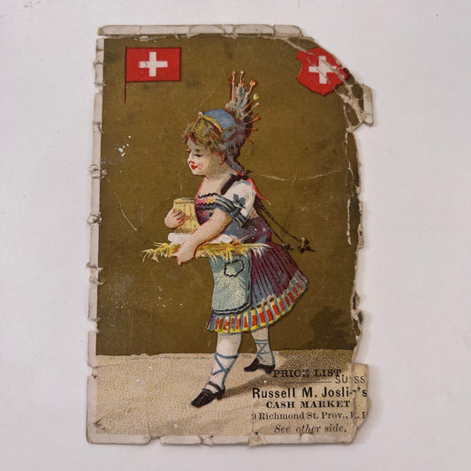 Russell M Joslin's Cash Market Providence RI 1880s Victorian Trade Card AG8-H4