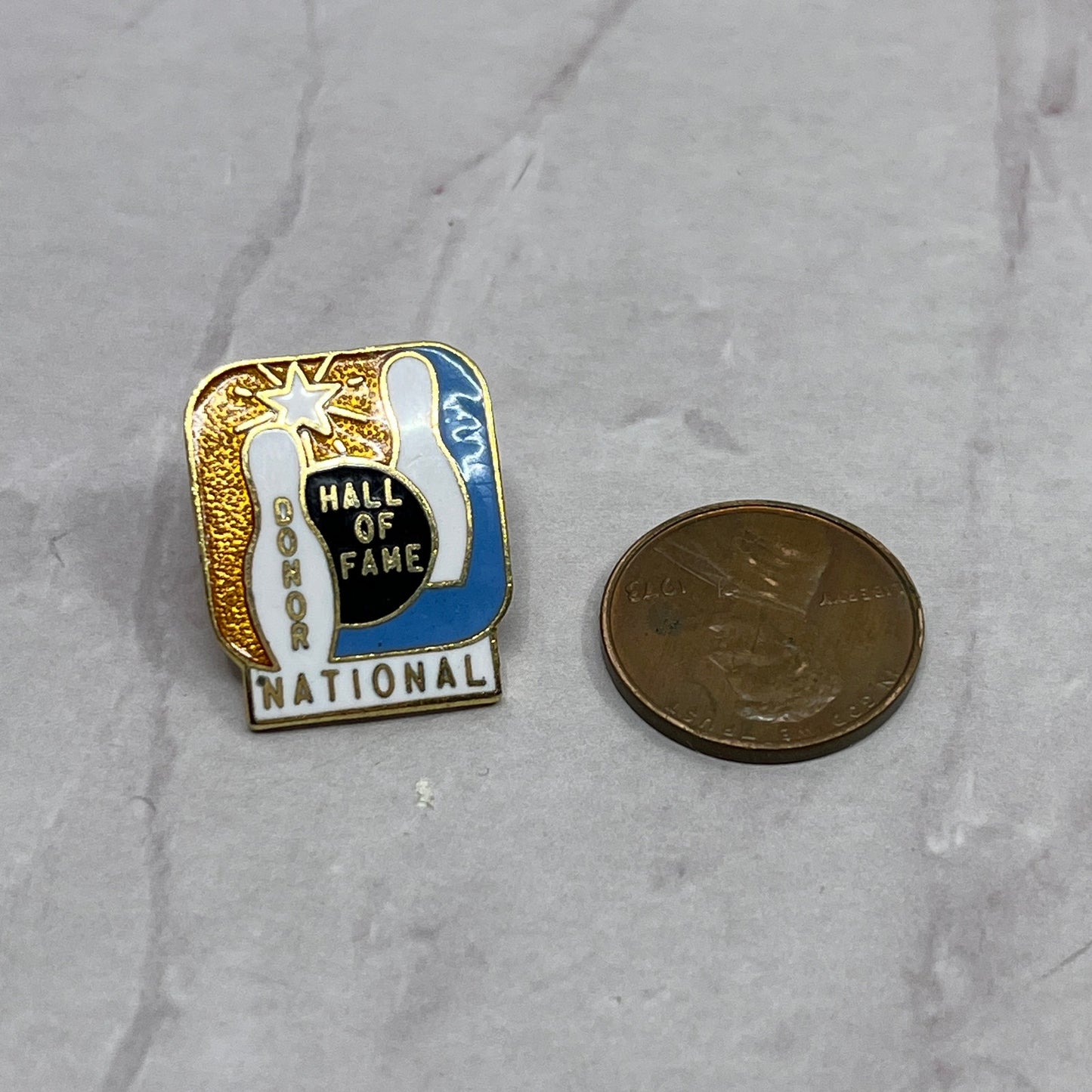 Vintage National Bowling Hall of Fame Donor Enamel Pin Pinback Button SB7-SPB